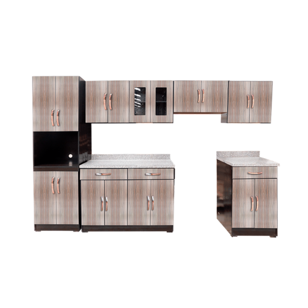 COCINA CRISTAL NOGAL AFRICANO MELAMINA LISO