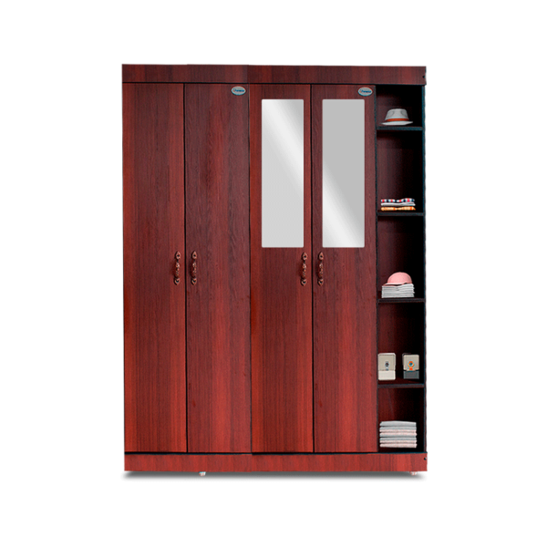 ROPERO 4 CUERPOS BASICO WENGHE LISO TECNOLOGIA UV + ESPEJOS + LIBRERA