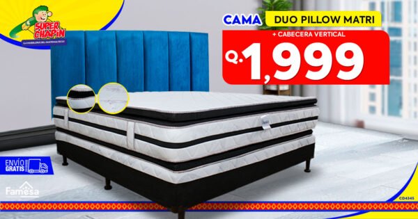 COMBO CAMA DUO PILLOW MATRIMONIAL + CABECERA VERTICAL