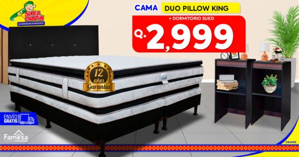 COMBO CAMA DUO PILLOW KING + DORMITORIO SUED